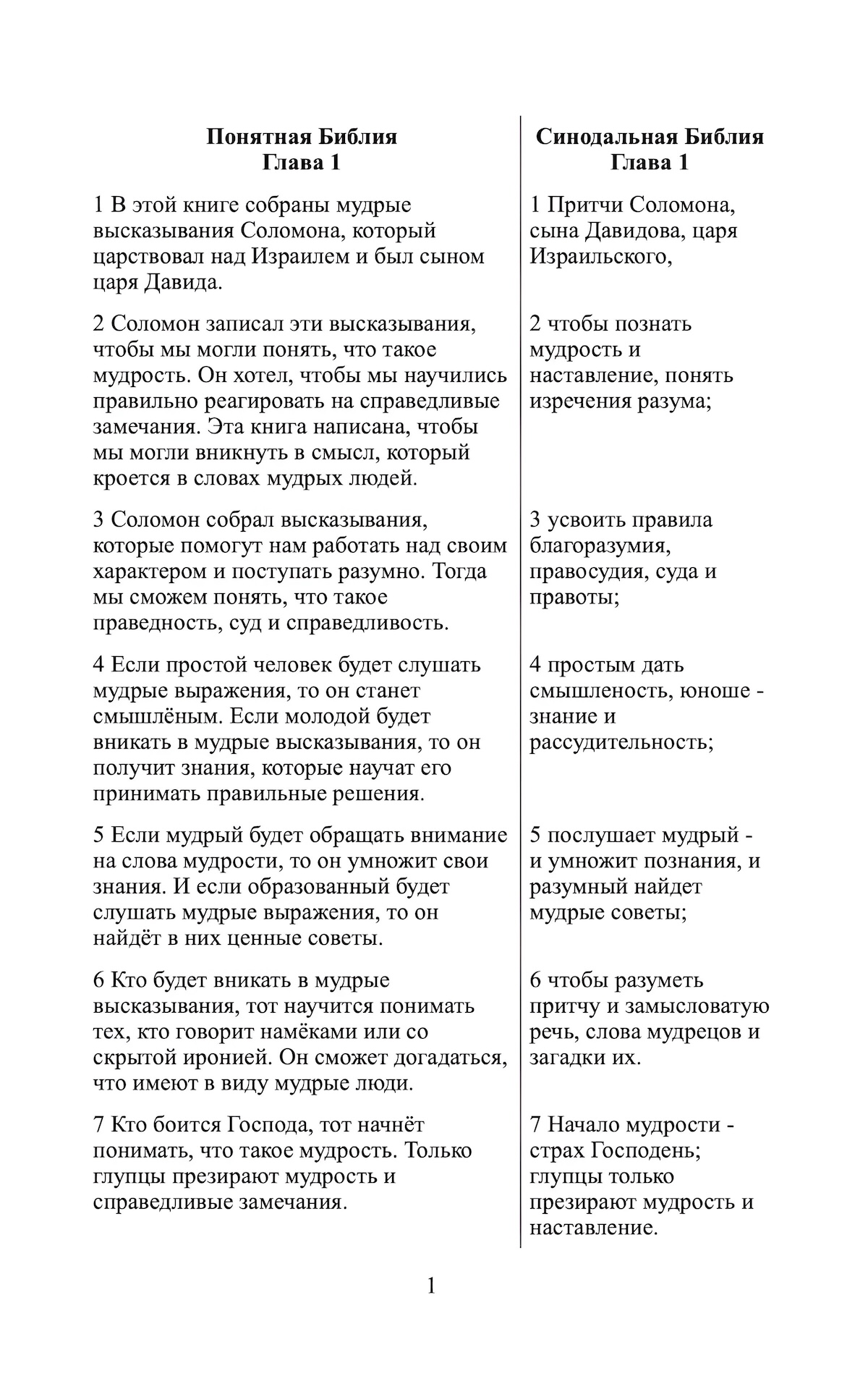 Книга Притч - Понятная Библия - Современный расширенный перевод с параллельным текстом Синодальной Библии